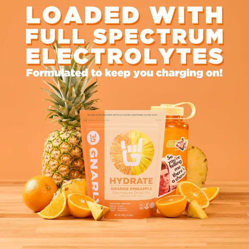 Miniatura 4 de Gnarly Nutrition Hydrate Electrolyte Powder – Mezcla de bebida hidratante para ejercicio de naranja piña – Certificado NSF Sport – Solución