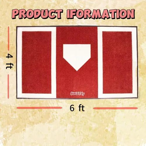 Miniatura 6 de Alfombrilla de Bateo de Béisbol y Sóftbol – Base de Goma Antideslizante de 6 x 4 pies, Home Plate con Caja del Bateador, Diseño Plegable de 12
