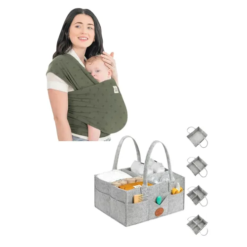 KeaBabies Portabebés y organizador de pañales para bebé, todo en 1, original transpirable, portabebés manos libres, organizador grande para bebé