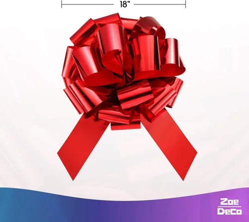 Miniatura 2 de Zoe Deco Lazo grande para automóvil (rojo, 18 pulgadas), lazos de regalo, lazo gigante para automóvil, lazo de cumpleaños, enorme lazo