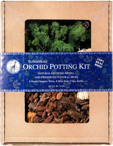 Miniatura 6 de SuperMoss (90509) Kit para macetas de orquídeas, juego completo de cuidado de orquídeas con musgo preservado, corteza de orquídea, clips florales