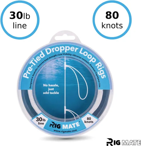 Miniatura 3 de Aparejos de Bucle Colgante Pre-Atados de 30 lb. Carrete de Línea de Pesca. Bucles Separados 18 Pulgadas con Tamaño de Bucle de 5.5 Pulgadas.