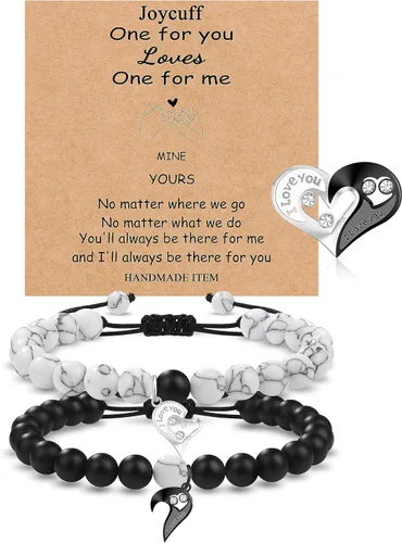 Juego de 2 pulseras a juego en forma de corazón para parejas, pulseras de amor conectadas, regalos para novio, mujeres, hombres, amantes, amigos,