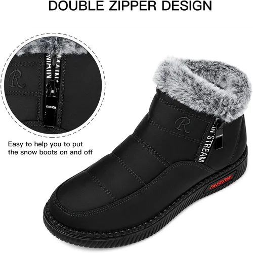 Miniatura 4 de TEMOFON Botas de nieve para mujer, botas de invierno cálidas, impermeables, con forro de piel para exteriores para mujer