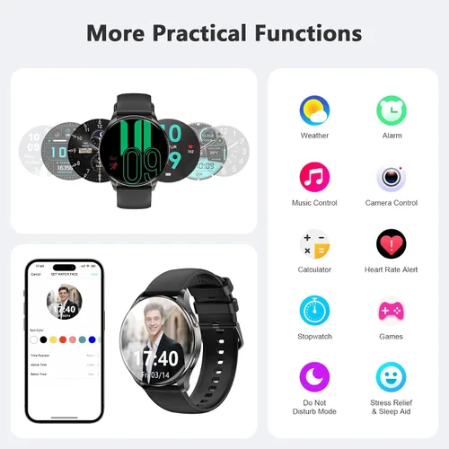 Miniatura 7 de Blackview Reloj inteligente 2025 (respuesta/hacer llamadas), reloj de fitness para hombres y mujeres con frecuencia cardíaca/spO2/monitor de sueño/2