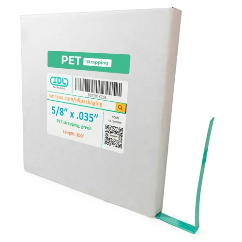 Miniatura 10 de IDL Packaging Rollo de flejado de poliéster (PET) de 1/2" x 0.025" x 3440' de tamaño de núcleo de 8" x 8", resistencia a la rotura de 780 libras