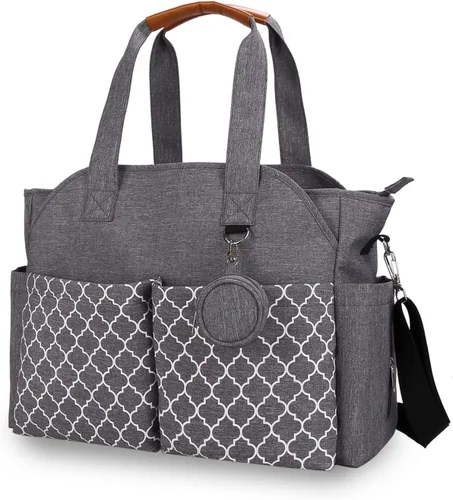 Bolsa de pañales grande para bebé cambiador para mamá con cambiador Gris