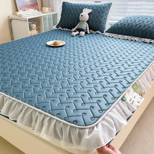 Miniatura 15 de Sábanas de bolsillo profundo, sábanas de látex de seda de hielo, fundas de colchón con estampado de dibujos animados agradables a la piel, con Gris