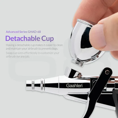 Miniatura 6 de Gaahleri - Kit de aerógrafo, pistola de aerógrafo de acción dual y alimentación por gravedad, agujas de 0.38 y 0.5mm, taza de fluido de 1/2 y 1/4