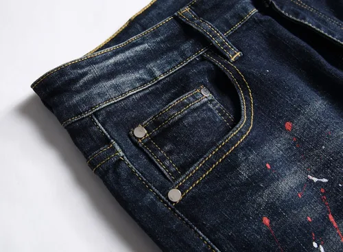 Miniatura 3 de AITITIA Jeans elásticos rasgados de ajuste regular para hombre