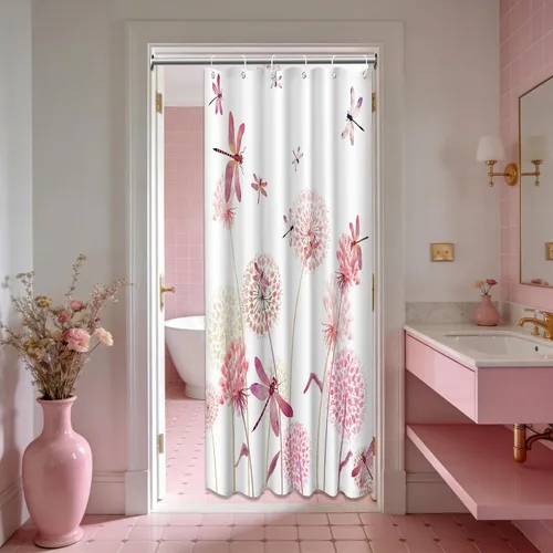 Miniatura 115 de Cortina de ducha floral para primavera y verano, flores silvestres, flores y mariposas, decoración de baño, tela impermeable con ganchos, 70