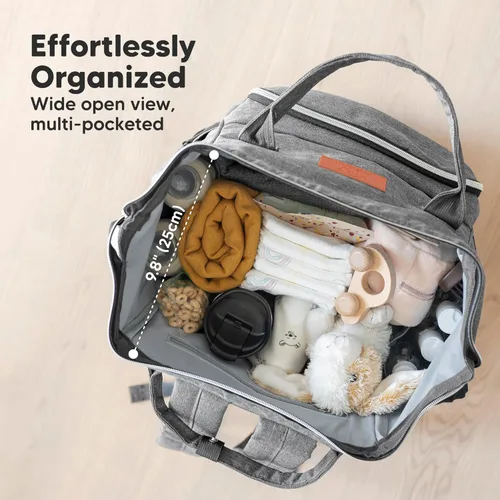 Miniatura 3 de KeaBabies - Mochila pañalera grande impermeable para viajes Gris clásico