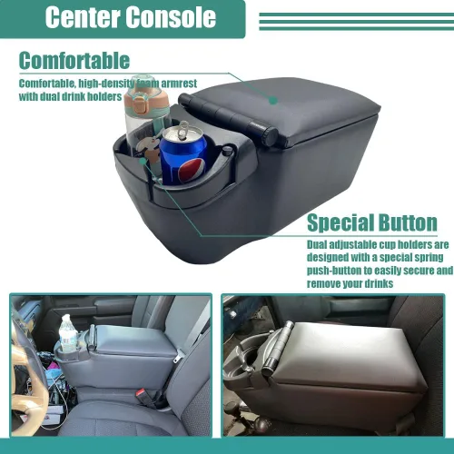 Miniatura 4 de Organizador y Almacenamiento Universal para Asiento/Banco de Camión, Consola Central para Contratistas, con Portavasos Ajustables, Tablero de Clips