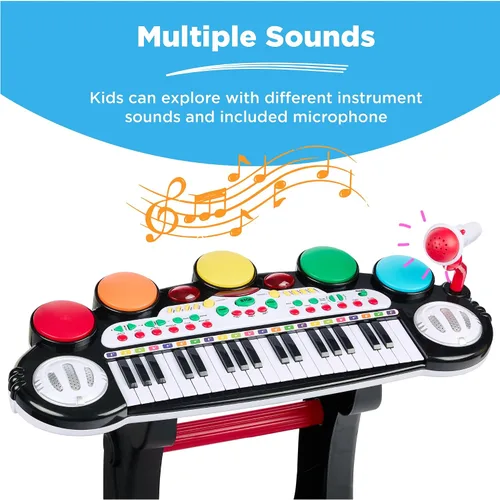 Miniatura 5 de Mejor elección productos 37 teclas, teclado electrónico para niños, instrumento musical, piano, juguete educativo con múltiples sonidos, luces