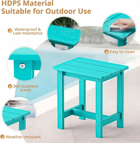 Miniatura 6 de LUE BONA - Mesa auxiliar para exteriores, mesa pequeña de exterior HDPS, mesa auxiliar Adirondack, mesa auxiliar de exterior para patio, porche