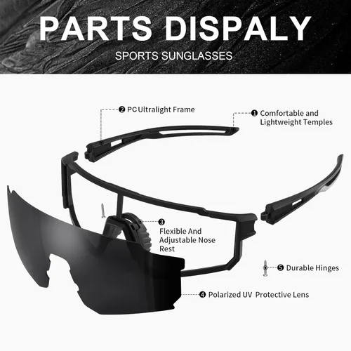 Miniatura 4 de Gafas de sol polarizadas deportivas para hombres y mujeres, gafas de sol para pesca, ciclismo, bicicleta de montaña, béisbol con protección UV Marco