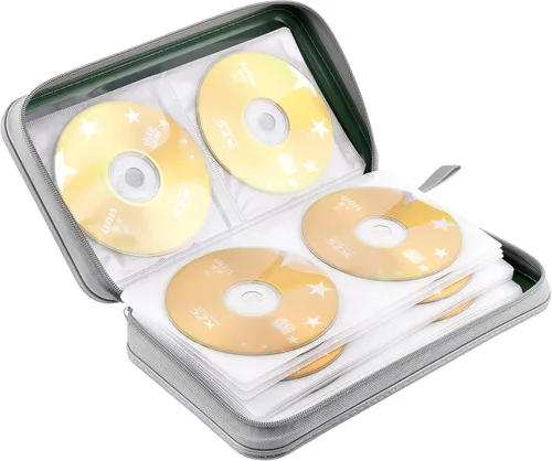 Miniatura 5 de Funda Cartera para CD, capacidad para 80 DVD VCD medios Blu-ray, estuche cartera soporte organizador de almacenamiento (verde oscuro)