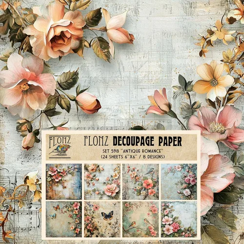 Miniatura 7 de Paquete de papel para decoupage (24 hojas 15x15 cm) Fantastic Nightlights # Papel con patrón estilo vintage para decoupage, manualidades y álbumes