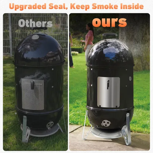 Miniatura 8 de onlyfire Conjunto de puerta de acero inoxidable para Weber de 18 pulgadas WSM para ahumador de carbón, pieza de repuesto de puerta de acceso