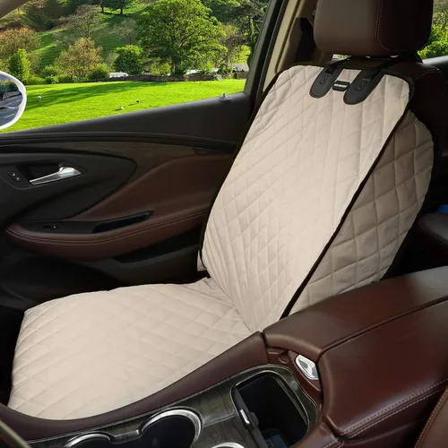 Miniatura 3 de Fundas de asiento de automóvil para perros, 100% impermeables, protector de asiento de automóvil para mascotas, asiento delantero, a prueba de Crema