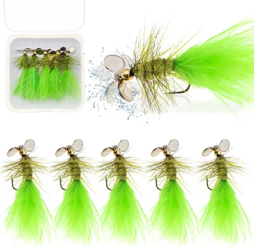 Miniatura 10 de Poppers de Pesca con Mosca Moscas Secas de Pesca con Mosca Señuelos de Pesca en Superficie Moscas Popper para Lubina Señuelos de Insectos Cebo D