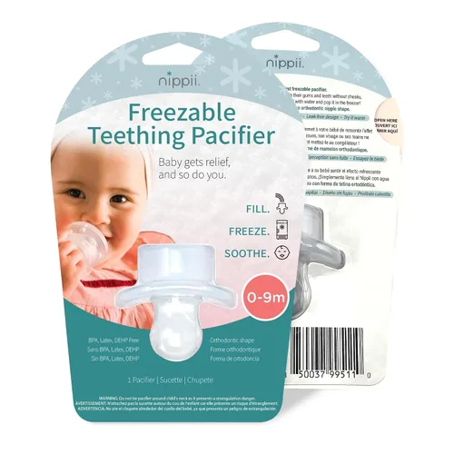 Miniatura 9 de Nippii Chupete congelable para aliviar la dentición del bebé, mordedor seguro para bebés con efecto refrescante, fácil de limpiar, silicona suave
