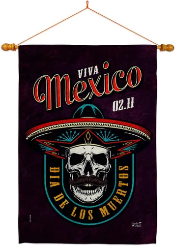 Miniatura 8 de Viva México - Kit de banderas para casa de jardín, Día de Muertos, Día de los Muertos, Fiesta Mexicana, Otoño, Pequeña pancarta decorativa