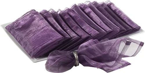 Miniatura 7 de Fennco Styles Sorbet Collection - Servilletas de tela de organza de 20 x 20 pulgadas, juego de 12 servilletas negras para bodas, banquetes, eventos