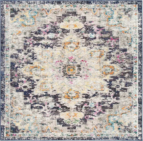 Miniatura 88 de Safavieh Madison Collection (MAD473M) Tapete redondo de 4 pies, azul y azul claro, diseño chic y bohemio desgastado de medallón, no pierde fibras