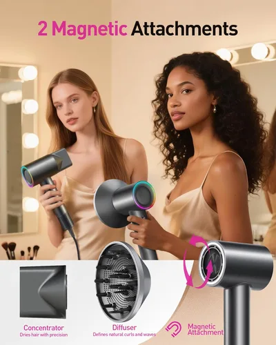 Miniatura 5 de Secador de pelo de plasma para cabello largo de mujer, estilo para hombres y uso doméstico - 110K RPM sin escobillas de secado rápido, amigable