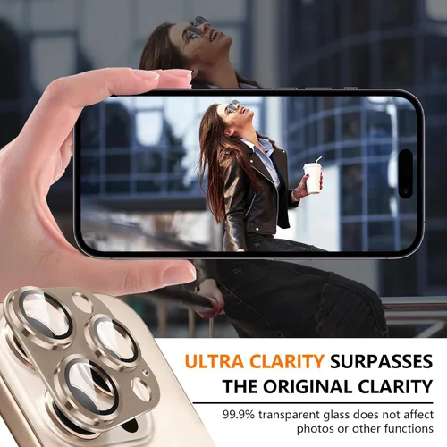 Miniatura 8 de Suoman Protector de lente de cámara para iPhone 16 Pro Max /16 Pro, película de vidrio templado de dureza 9H, destello sin obstrucciones, cubierta