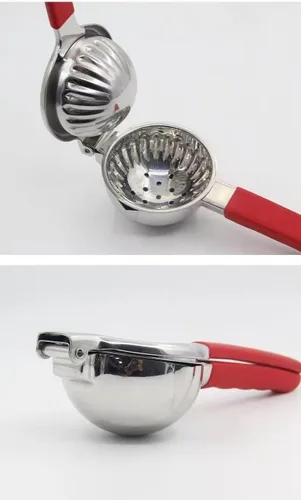 Miniatura 4 de Exprimidor de acero inoxidable - Prensa de jugo de cítricos de metal, prensa de jugo de fruta de lima con mango de silicona, exprimidor manual