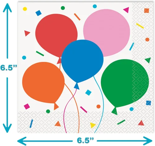 Miniatura 5 de Juego de 32 platos y servilletas de cumpleaños con diseño de globo Let's Party - Platos de postre de 7 pulgadas y servilletas de 6.5 pulgadas
