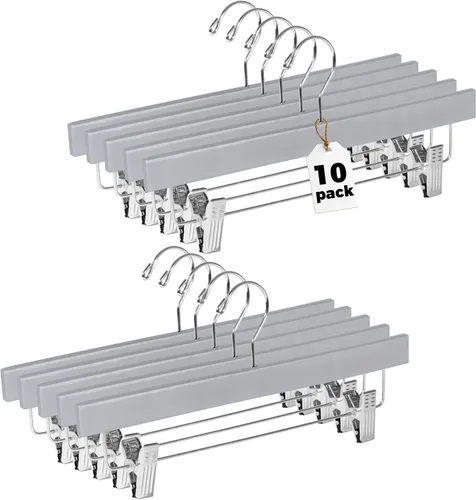 Miniatura 29 de Quality Hangers Perchas de madera para pantalones, paquete de 20 ganchos giratorios para ropa, falda de madera de loto, pantalones, pantalones