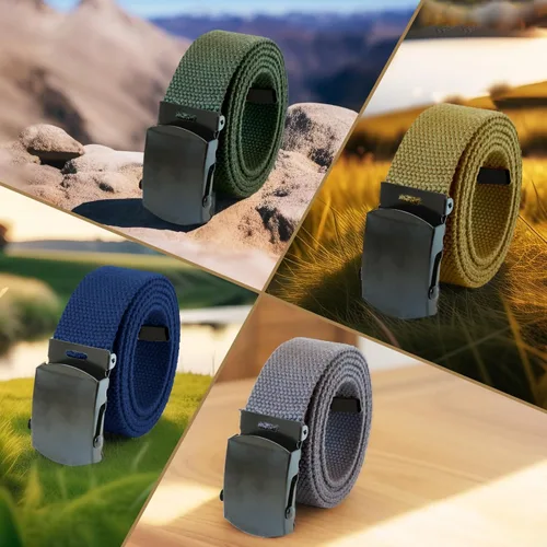 Miniatura 8 de Cinturón de lona para cinturón, cinturón militar, cinturón de golf, cinturón de uniforme con hebilla de latón y punta de 50 pulgadas de largo