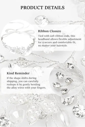 Miniatura 4 de Coucoland - Diadema de niña de hadas para primera comunión; tiara de corona de cristal, accesorio para el cabello de bebé, diadema para novias