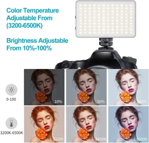 Miniatura 2 de VIJIM VL120 Luz LED para vídeo en la cámara, Mini lámpara de iluminación de fotografía recargable 120 LED de relleno 3200K-6500K Bi-Color regulable