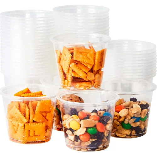 Vasos de soufflé de 5.5 onzas sin BPA a prueba de fugas, paquete de 50 unidades. Contenedores apilables para porciones para muestreo, salsas de