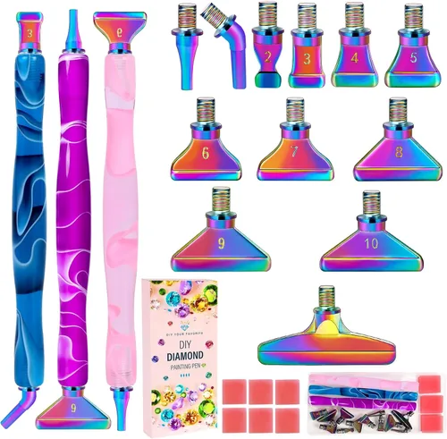 DoreenBow 21 piezas de accesorios para bolígrafos de arte de diamantes de arco iris, puntas multiplacer, herramientas de pintura de arte de diamante