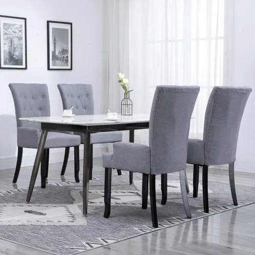 Miniatura 13 de Ergonomic Dining Chair, Dark Grey Polyester Fabric, Solid Oak Wood Frame, Modern Kitchen & Dining Room Furniture