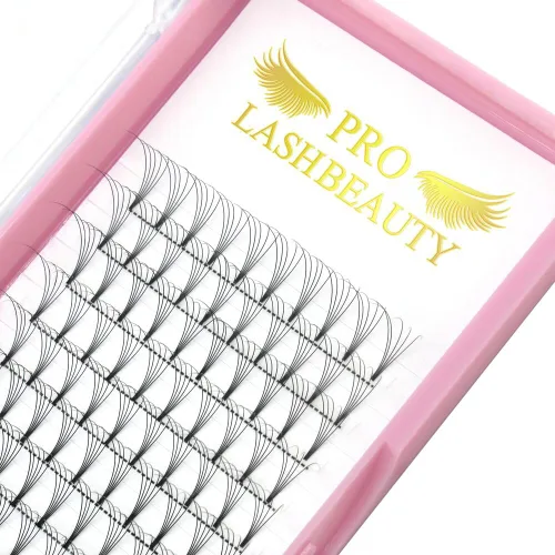 Miniatura 15 de Extensiones de pestañas postizas de volumen prefabricadas 3D-C-0.07-10 con tallo corto, extensiones de pestañas postizas en abanico prefabricadas 9