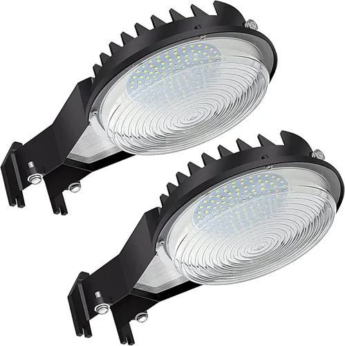 Miniatura 7 de Paquete de 2 luces LED de granero de 50 W, 6500 lm de luz de atardecer a amanecer con fotocélula, 5000 K luz diurna 500 W MH/HPS de repuesto, 5 años
