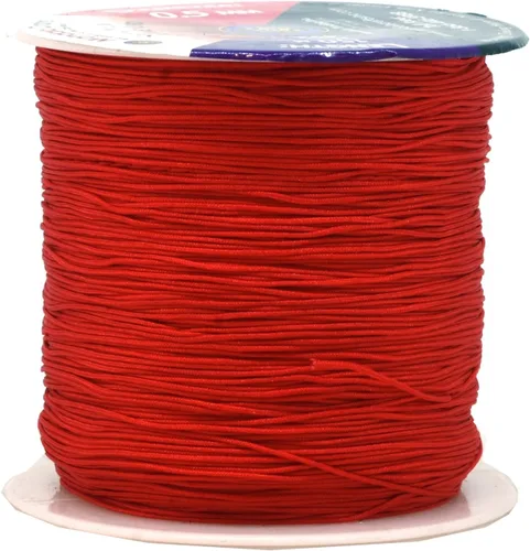 Miniatura 42 de Mandala Crafts Cordón de satén de nailon para la fabricación de joyas, 0.079 in, 55 yardas, cuerdas rojas de nailon, cordón de nudo chino para hacer
