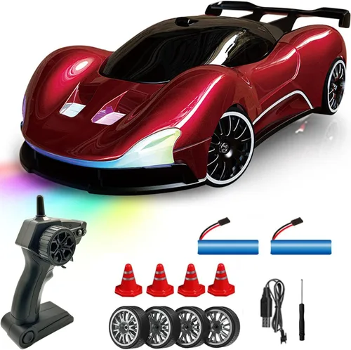 Miniatura 9 de Coche de deriva a escala 1:20 con control remoto 4WD 2.4GHz Racing Sport Toy RC Car con luces LED, carreras y ruedas de deriva (azul)