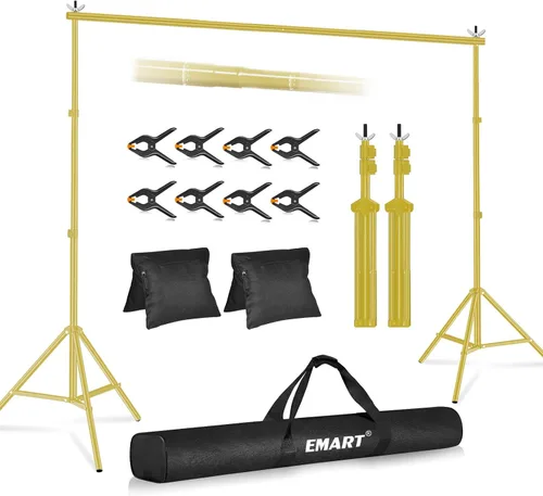 Miniatura 14 de Emart Foto Video Studio sistema de soporte de telón de fondo con bolsa de transporte, 10 pies fondo ajustable Negro