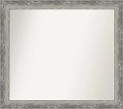 Miniatura 298 de Amanti Art Espejo de baño plateado para sobre el fregadero, 24 x 24 pulgadas, espejo cuadrado de peltre forjado a medida, marco de madera casual