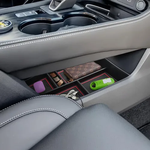 Miniatura 6 de Organizador de reposabrazos 2021-2024 2025 para Nissan Rogue (S/SV/SL/Platinum/Rock Creek), organizador de consola central de plástico ABS y goma