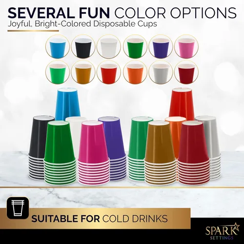 Miniatura 6 de Vasos de papel desechables, 8 onzas, tazas de café de papel negro, tazas desechables de café fuertes y resistentes para fiestas, bodas, día