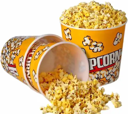 Novelty Place Contenedores de plástico para palomitas de maíz de estilo retro para noche de películas, 7 pulgadas de alto x 7 pulgadas de diámetro