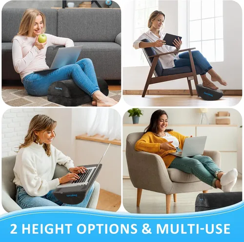 Miniatura 6 de StepLively Reposapiés para debajo del escritorio en el trabajo, cómodo taburete con 2 alturas ajustables, reposapiés con cubierta lavable, para Gris